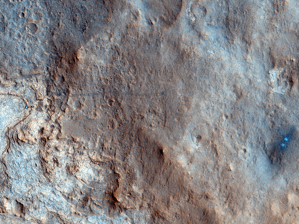 Curiosity door HiRISE - groot