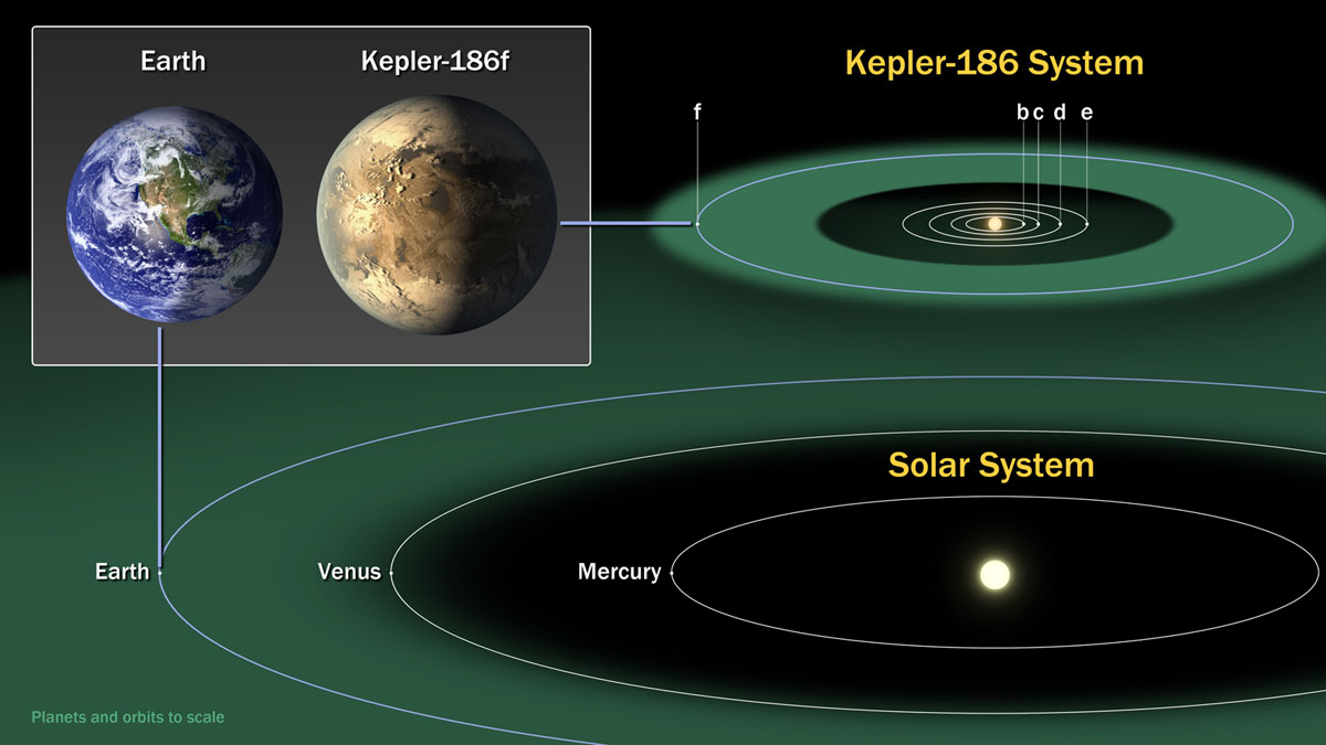 Kepler-186f - vergelijking met zonnestelsel
