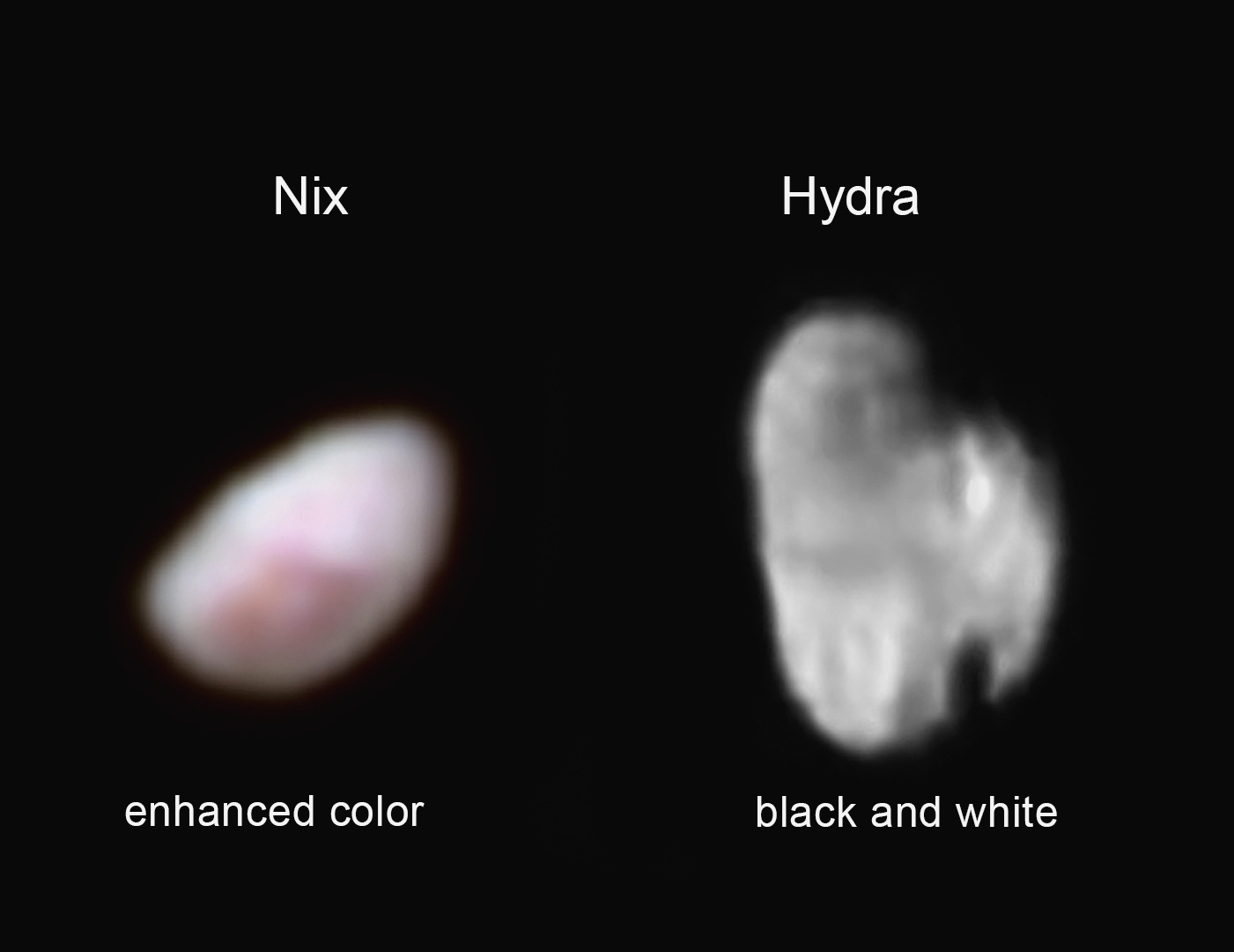 Pluto-manen Nix en Hydra door New Horizons
