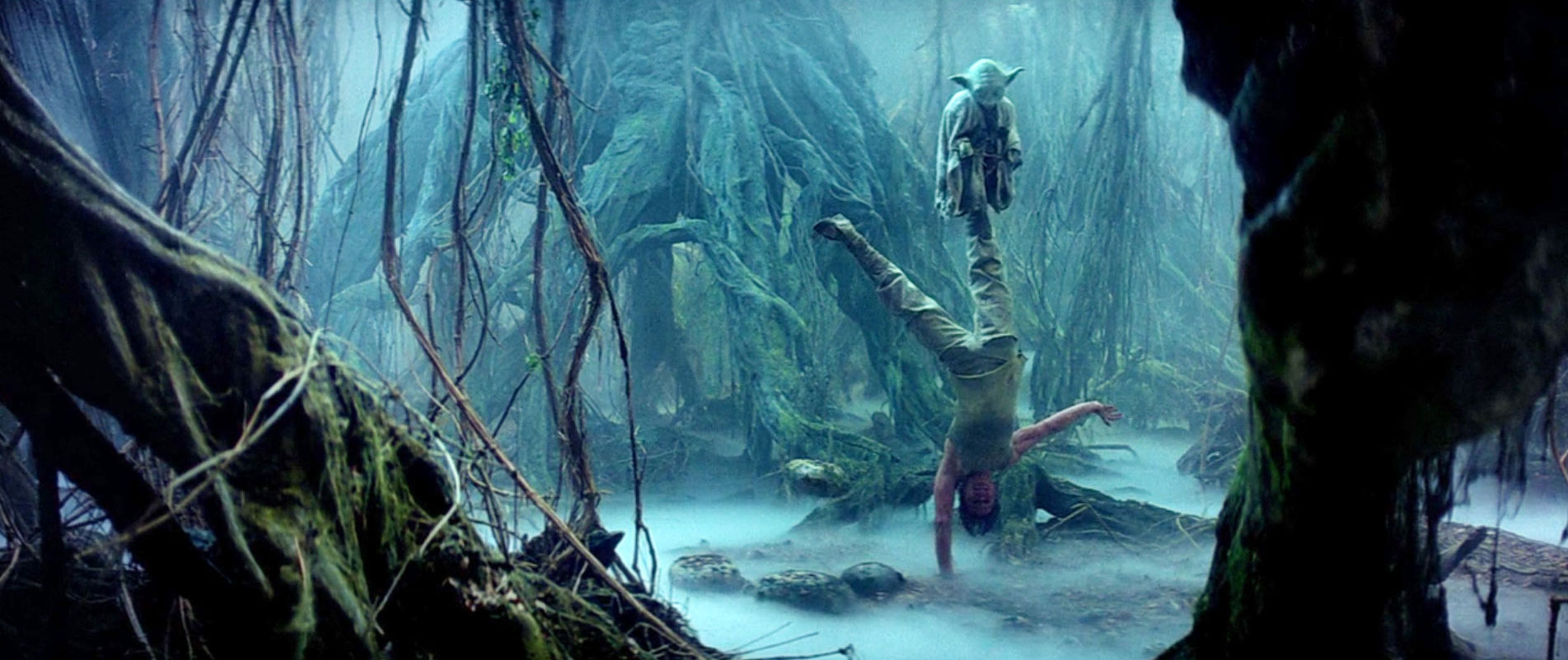 Luke Skywalker en Yoda