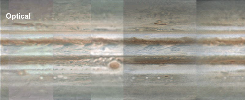 Jupiter in zichtbaar licht en radiogolven