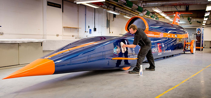 Picture by Jim Holden Picture taken at URT Bognor, Sussex 03/03/13. Members of the the 1k Club followers of the Bloodhound SSC landspeed record attempt car got to meet the driver's tub at it's first public showing this weekend at URT the manufacturer based in Bognor who have built the monocoque. The two day event saw guests meet and get up close to the carbonfibre tub that will see Andy Green drive at a speed attempt of 1000mph. Contact Phil Bingham 01622 357070
