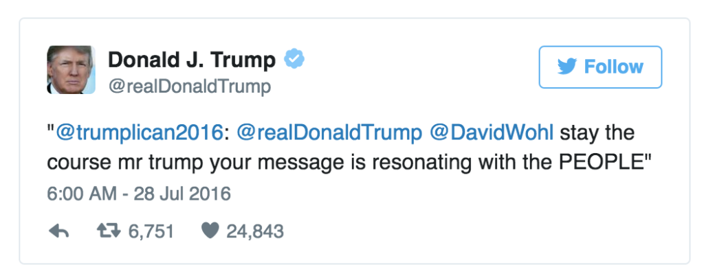 Tweet van Donald Trump