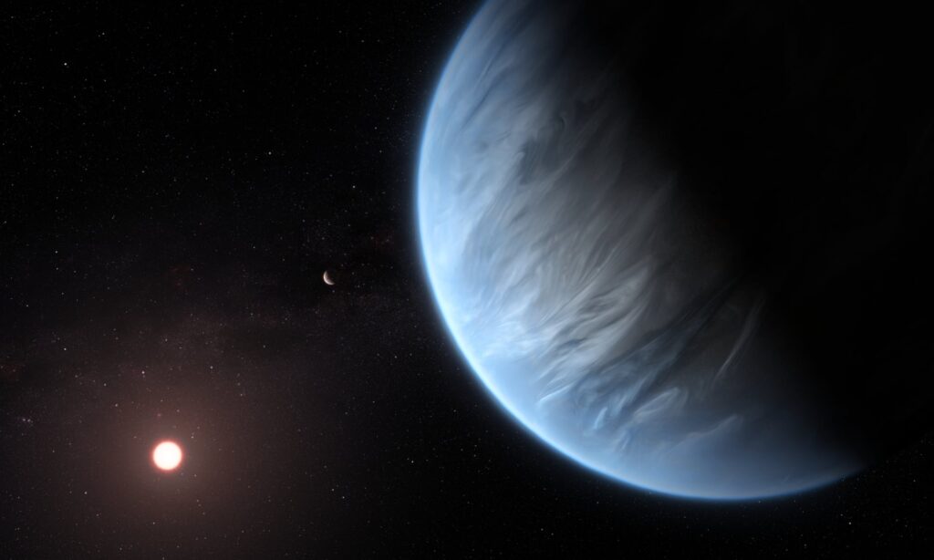 K2-18b exoplaneet met waterdamp in de atmosfeer